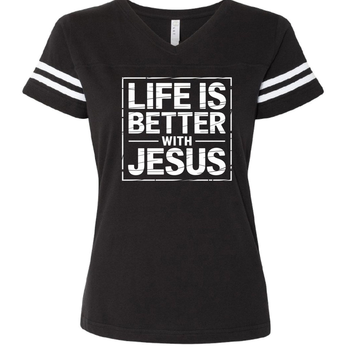 Life Is Better With Jesus Women's Christian Football T-shirt - ClaimedbyGodDesigns