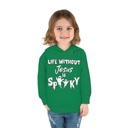 Life Without Jesus Is Spooky Halloween Themed Christian Toddler Pullover Fleece Hooded Sweatshirt - ClaimedbyGodDesigns