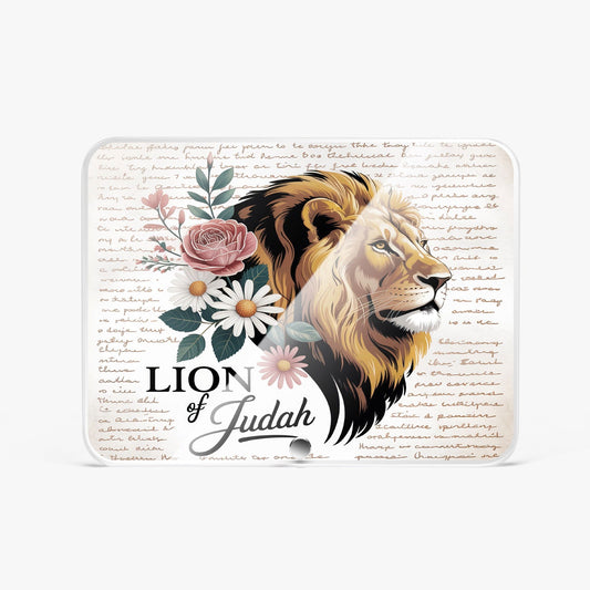 Lion Of Judah Acrylic Plaque with Stand - Rectangle - ClaimedbyGodDesigns