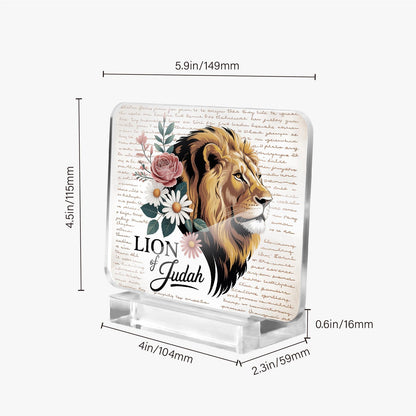 Lion Of Judah Acrylic Plaque with Stand - Rectangle - ClaimedbyGodDesigns