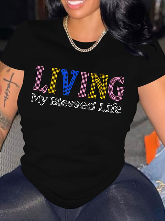 Living My Blessed Life Plus Size Women's Christian T-shirt - ClaimedbyGodDesigns