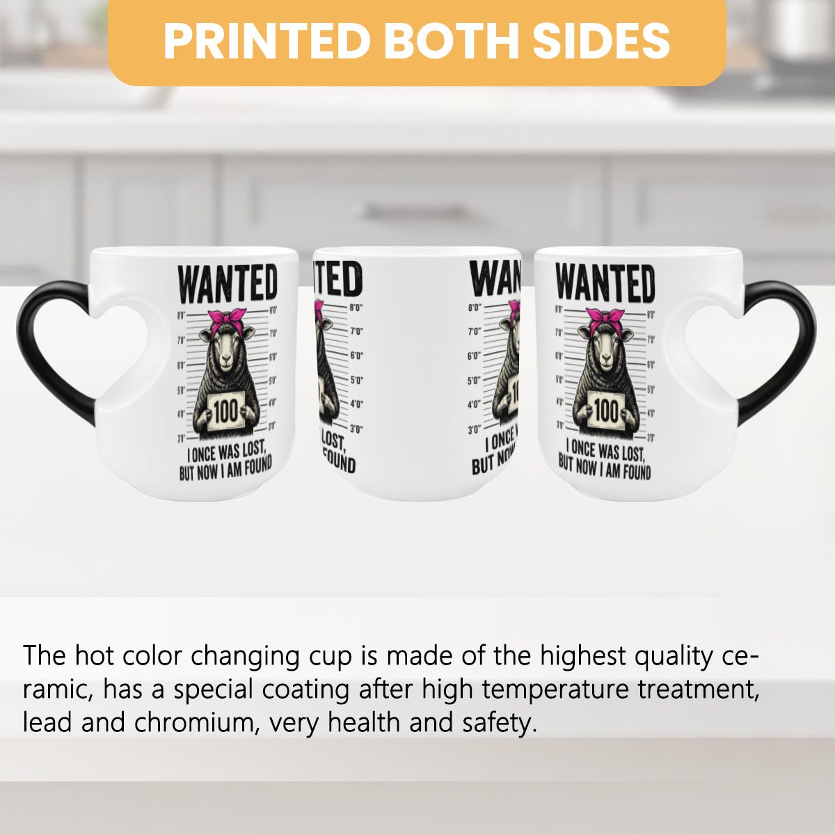 Lost Sheep Found Christian Color Changing Heart Handle Mug - ClaimedbyGodDesigns