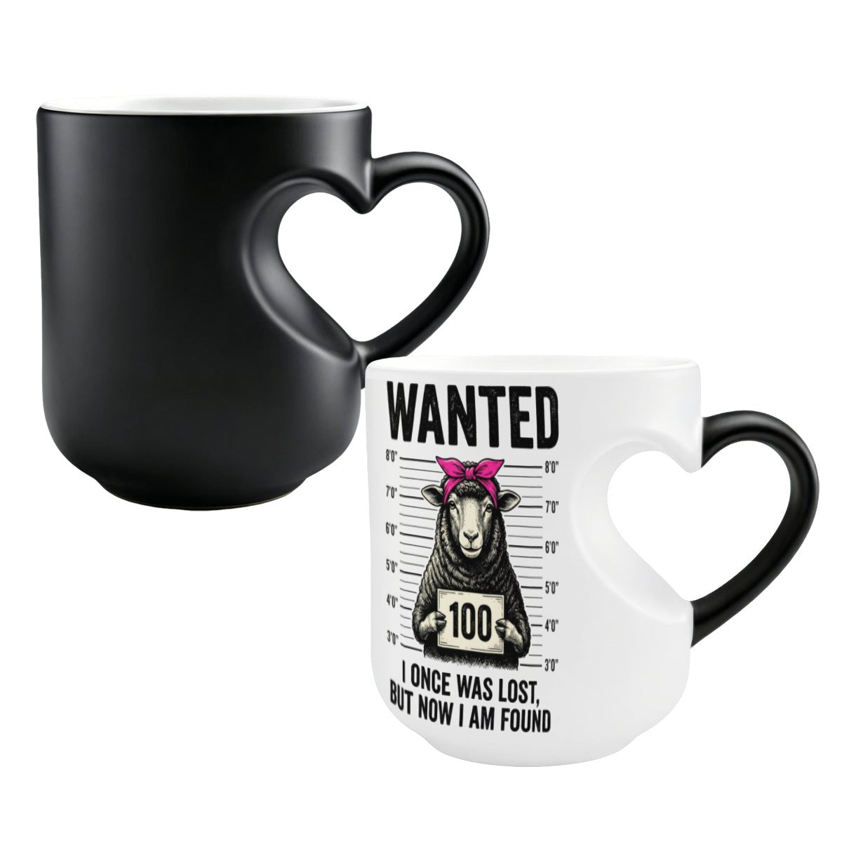 Lost Sheep Found Christian Color Changing Heart Handle Mug - ClaimedbyGodDesigns