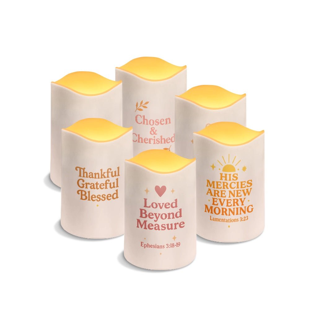 Love And Gratitude Christian Solar Wave Candles Set of 6 - ClaimedbyGodDesigns