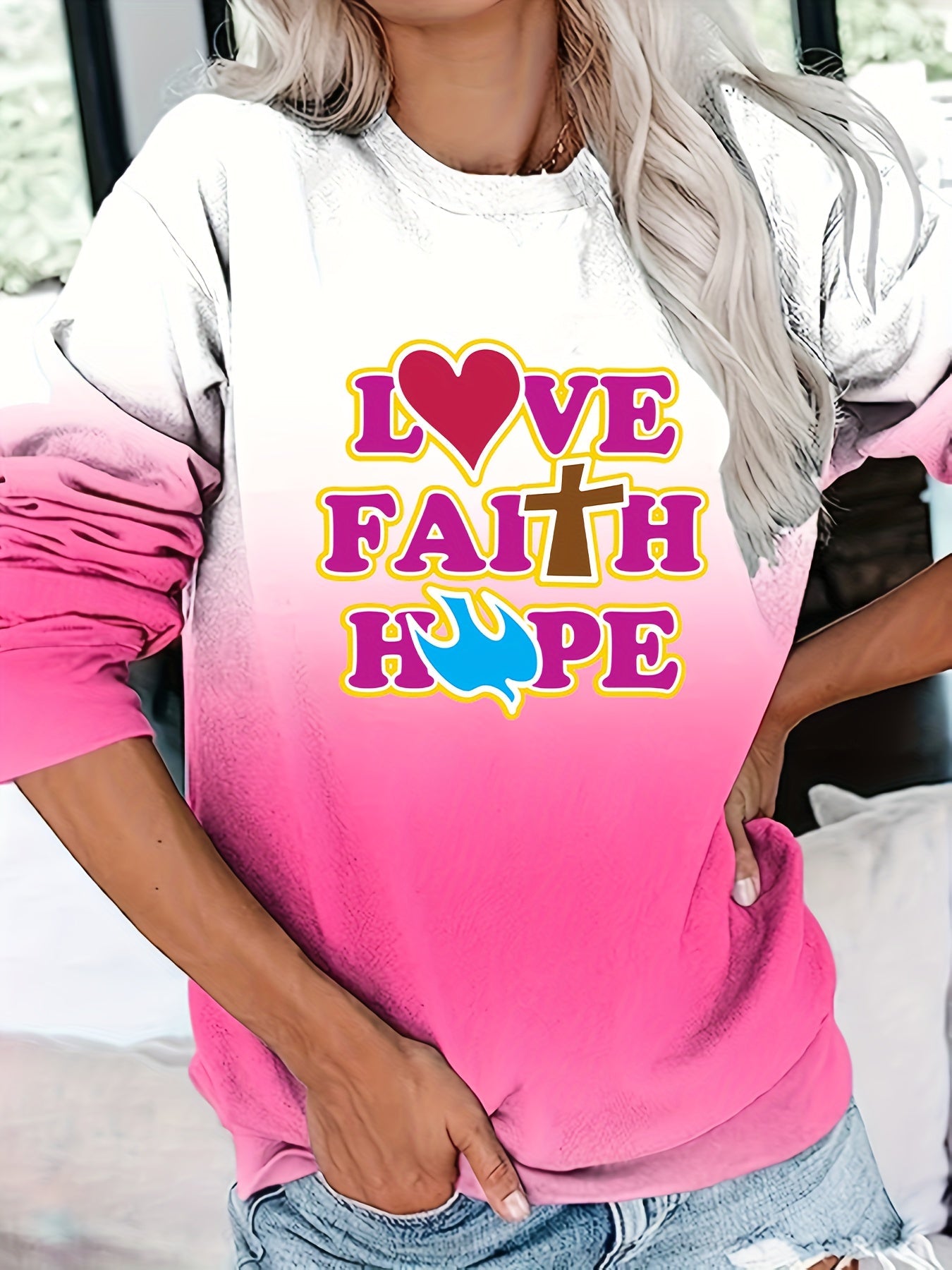 Love Faith Hope Women's Christian Pullover Sweatshirt - ClaimedbyGodDesigns