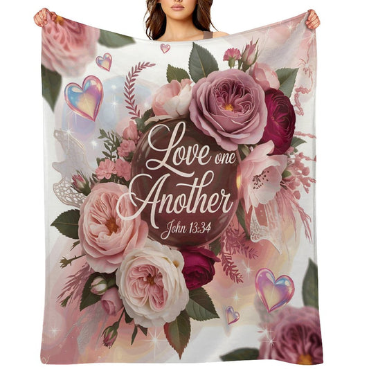 Love One Another Christian Flannel Throw Blanket - ClaimedbyGodDesigns