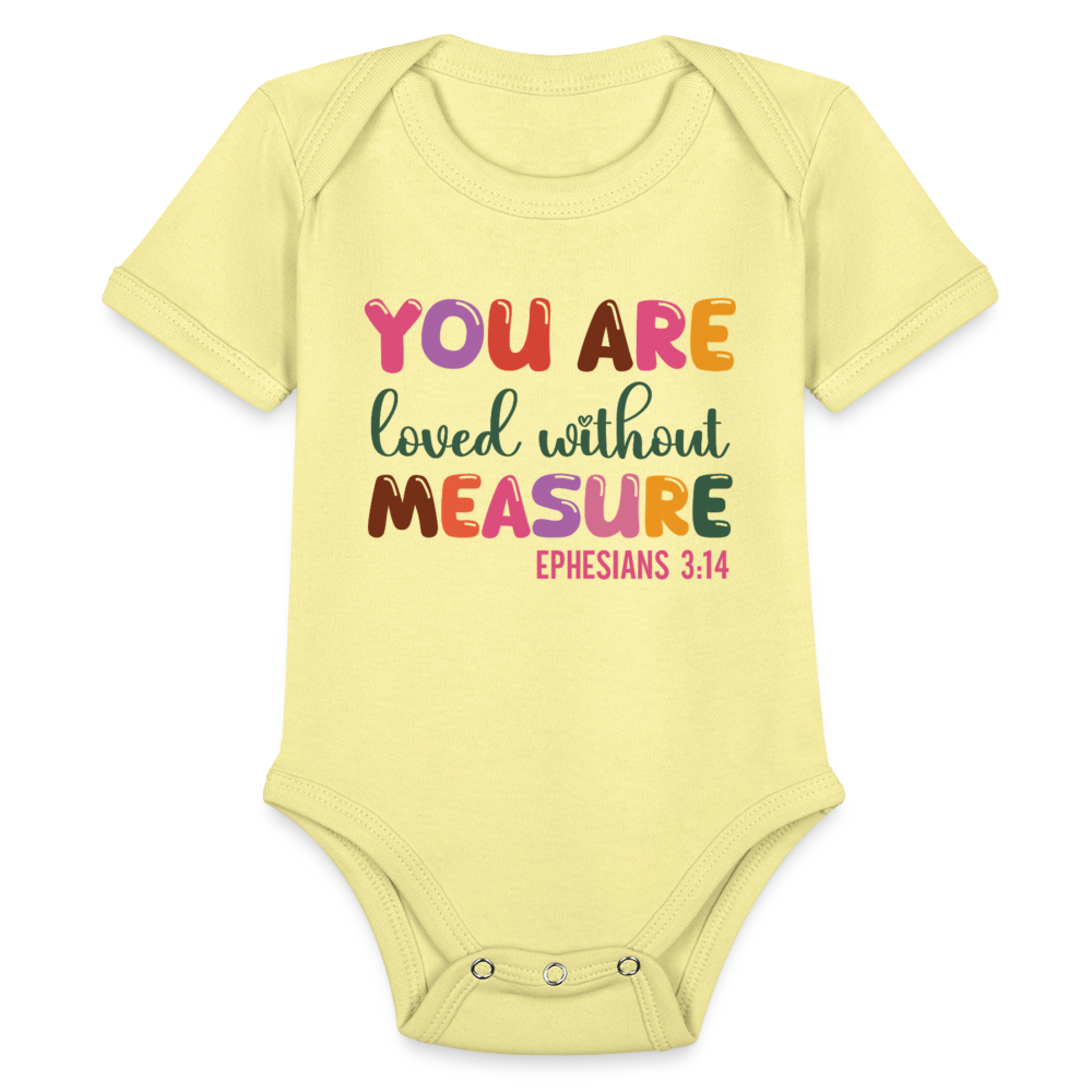 Loved Beyond Measure Organic Short Sleeve Baby Christian Onesie - ClaimedbyGodDesigns