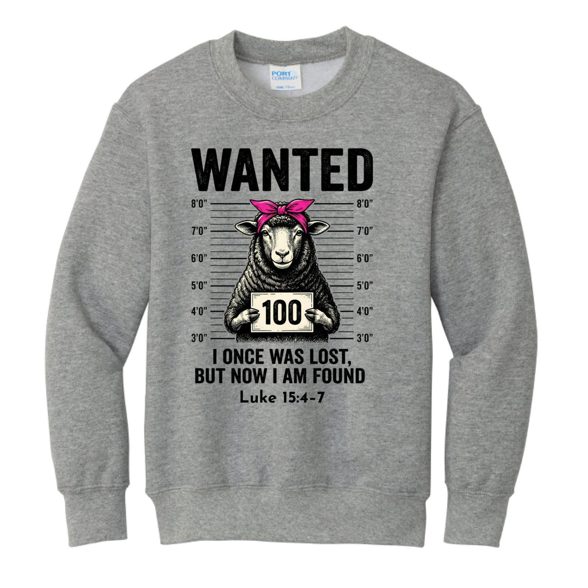 Luke 15:4-7 Wanted Lost Sheep Funny Christian Youth Pullover Sweatshirt - ClaimedbyGodDesigns