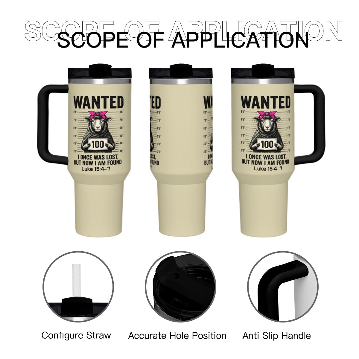 Luke 15:4–7 Wanted Lost Sheep Funny Christian Stainless Steel Tumbler 40oz - ClaimedbyGodDesigns