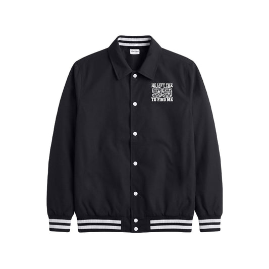 Luke 15:4 He Left The 99 To Find Me Unisex Christian Collared Varsity Jacket - ClaimedbyGodDesigns