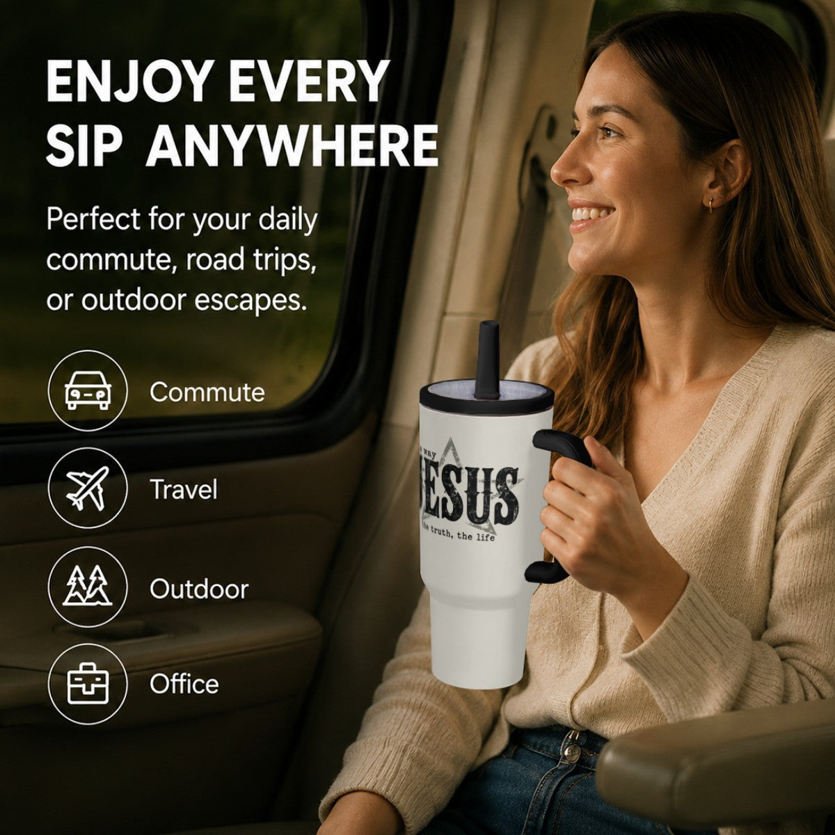 Jesus The Way The Truth The Life Christian 40oz Tumbler - Claimed by God Designs