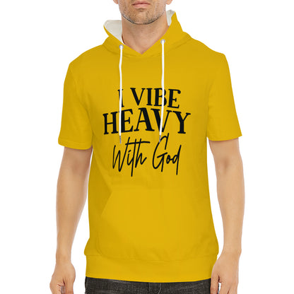 I Vibe Heavy With  Men's Christian Gym Hooded T-shirt | Faith-Inspired Activewear