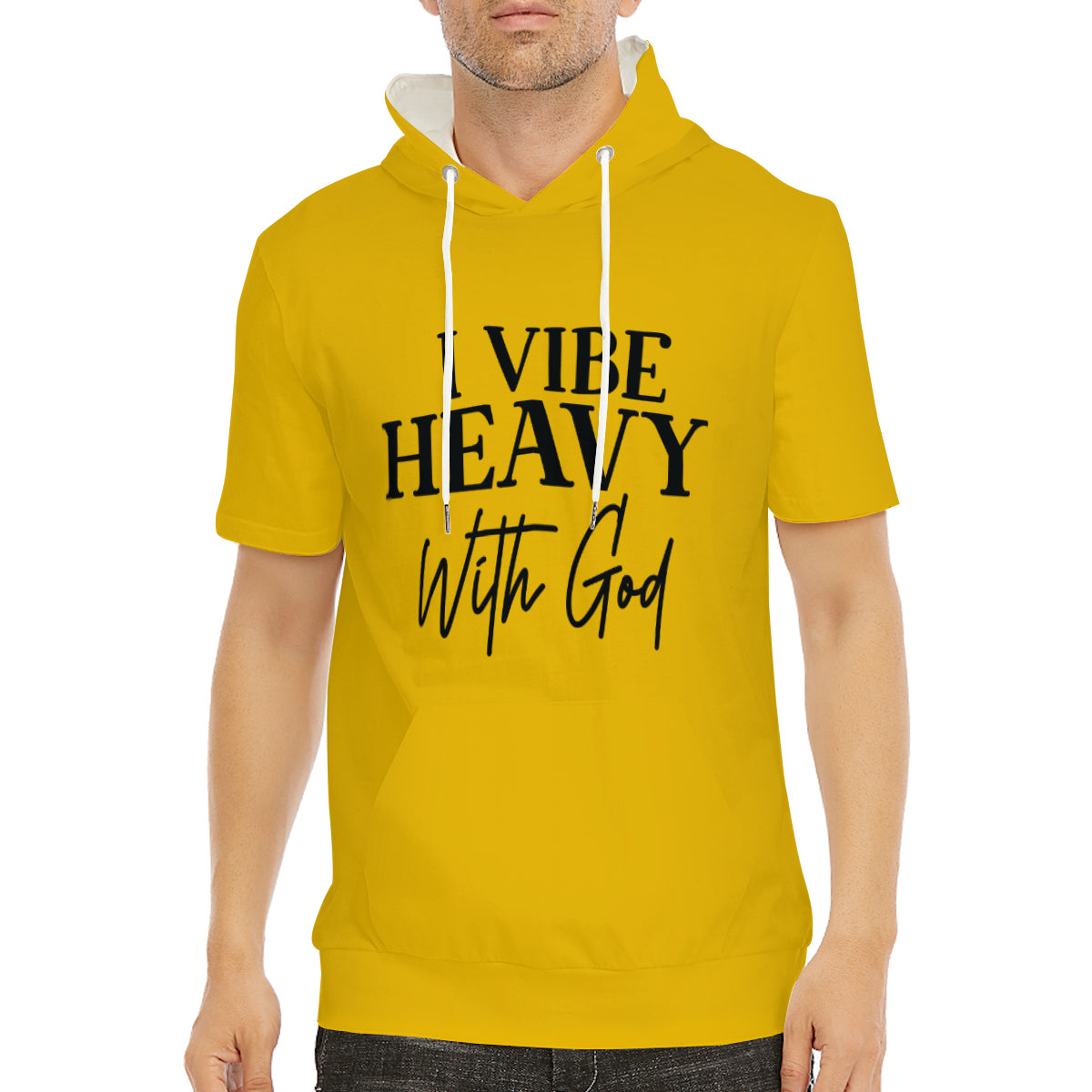 I Vibe Heavy With  Men's Christian Gym Hooded T-shirt | Faith-Inspired Activewear