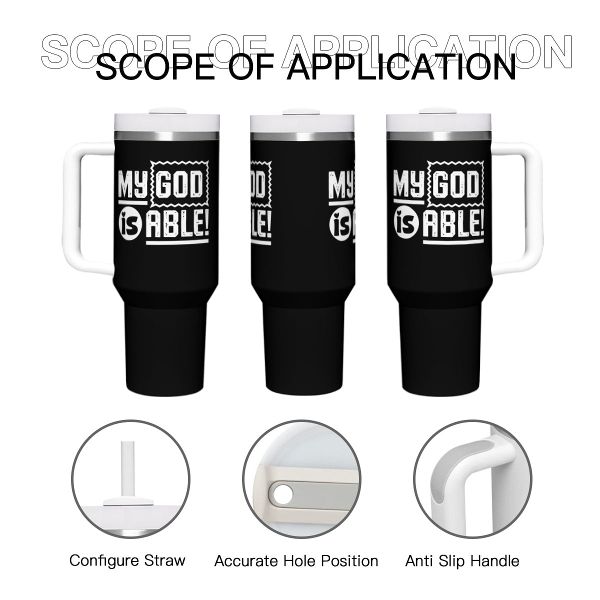 MY GOD IS ABLE Christian Stainless Steel Tumbler 40oz - ClaimedbyGodDesigns