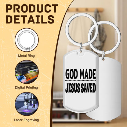 Made  Saved Christian Stainless Steel Keychain - ClaimedbyGodDesigns