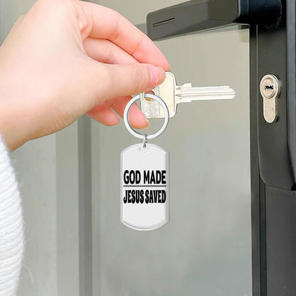Made  Saved Christian Stainless Steel Keychain - ClaimedbyGodDesigns