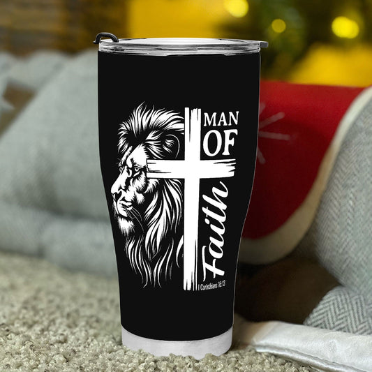 Man Of Faith. 30oz Christian Curved Tumbler - ClaimedbyGodDesigns