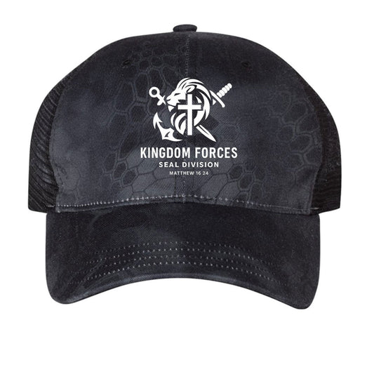 Matthew 16:24 Kingdom Forces Seal Division Adult Christian Camo Hat - ClaimedbyGodDesigns