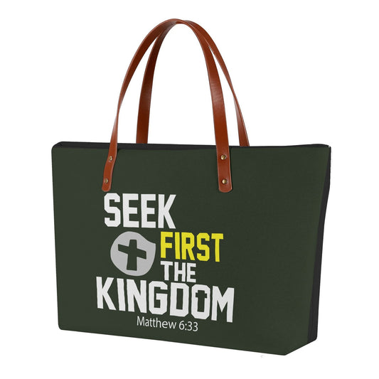 Matthew 6:33 Seek First The Kingdom Christian Womens Comfort Tote Bag - ClaimedbyGodDesigns