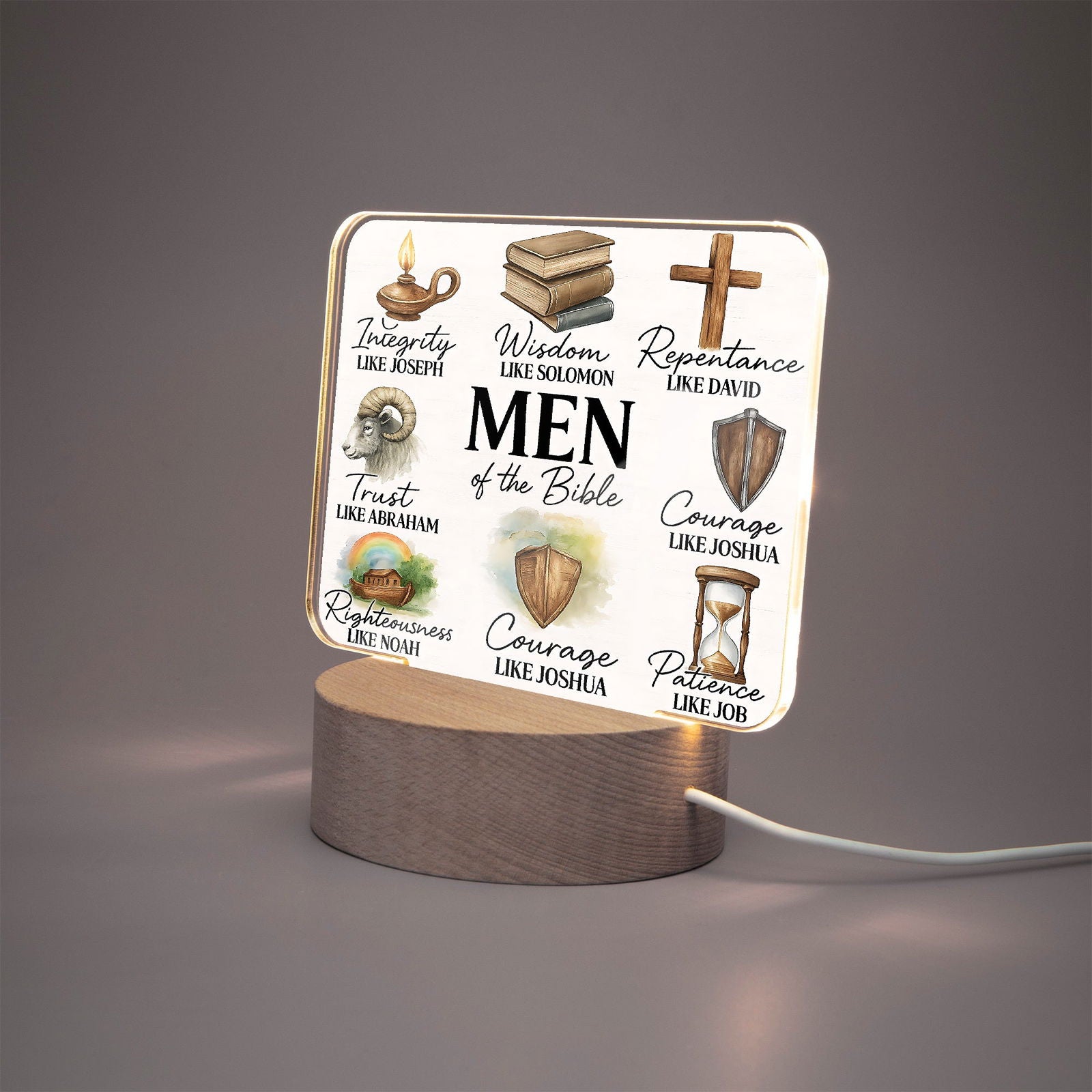 Men Of The Bible Christian Acrylic Plaque with Stand - Rectangle - ClaimedbyGodDesigns