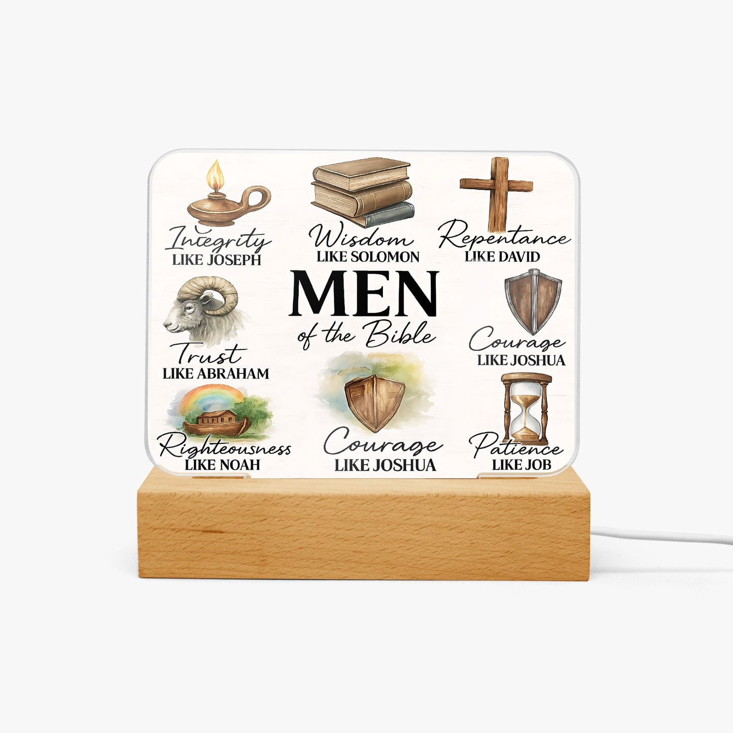 Men Of The Bible Christian Acrylic Plaque with Stand - Rectangle - ClaimedbyGodDesigns