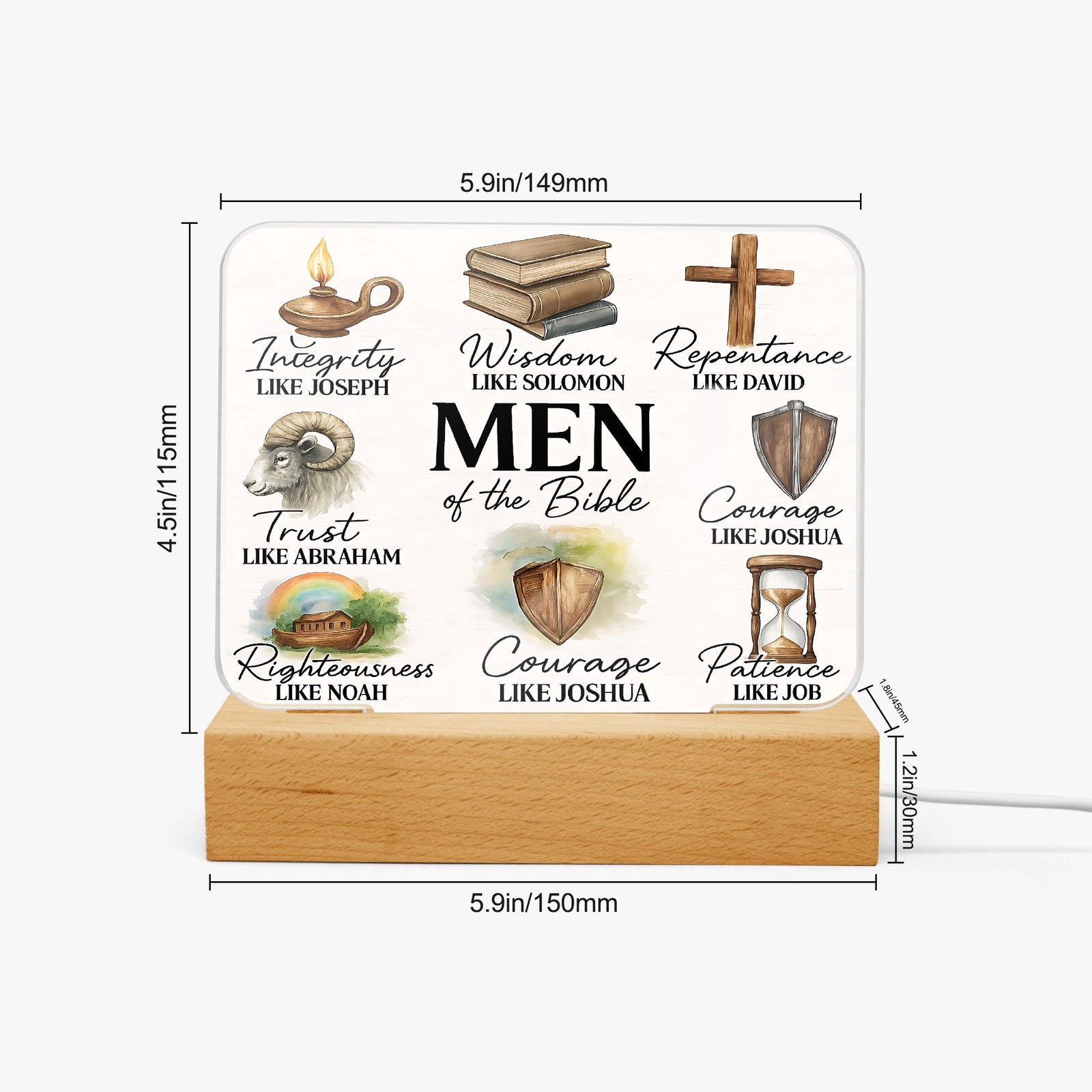 Men Of The Bible Christian Acrylic Plaque with Stand - Rectangle - ClaimedbyGodDesigns