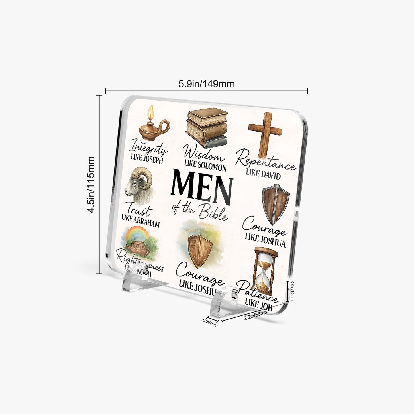 Men Of The Bible Christian Acrylic Plaque with Stand - Rectangle - ClaimedbyGodDesigns
