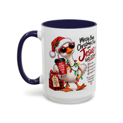 Messy Bun, Christmas Fun and Jesus Gets It Done! Coffee Mug - Claimed by God Designs