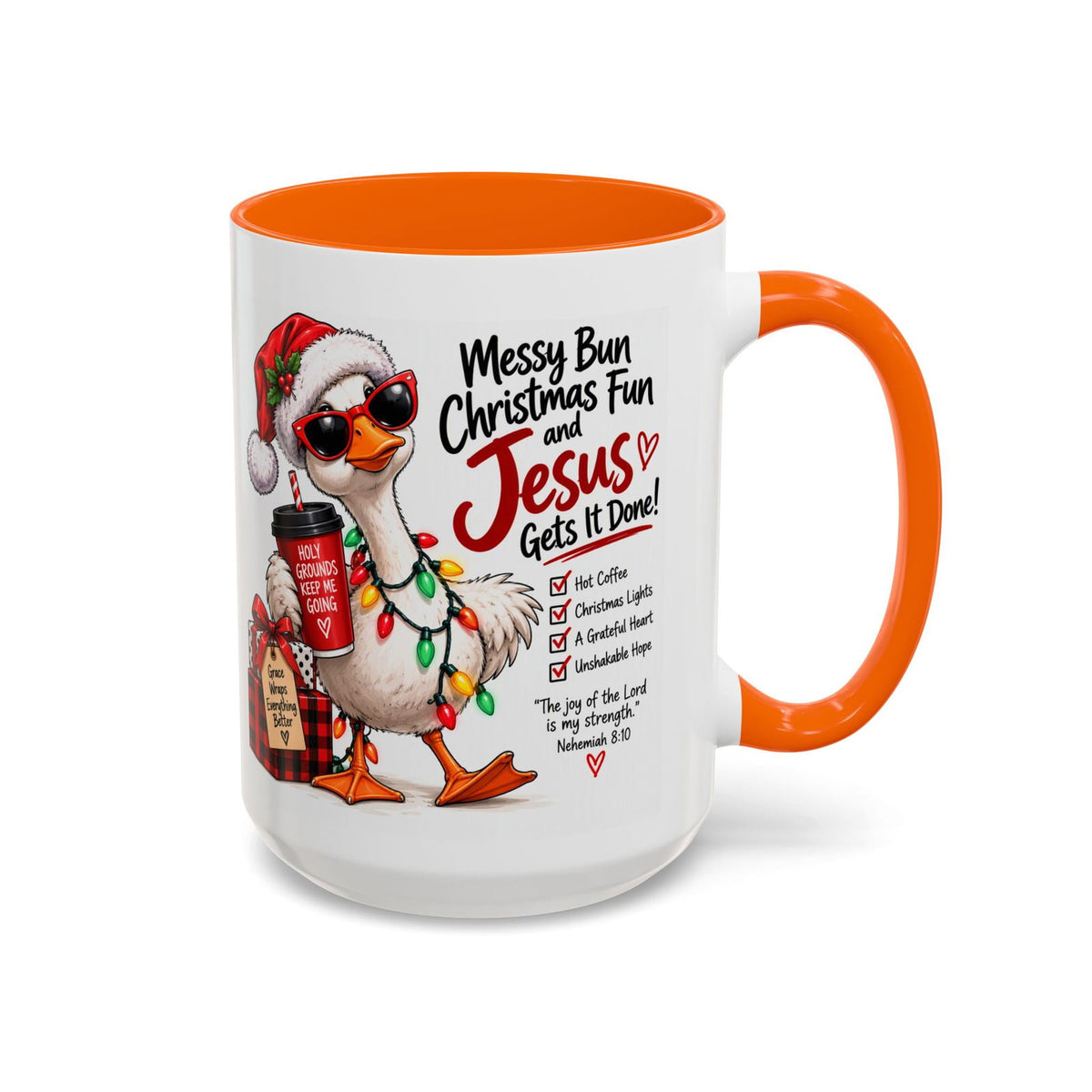 Messy Bun, Christmas Fun and Jesus Gets It Done! Coffee Mug - Claimed by God Designs