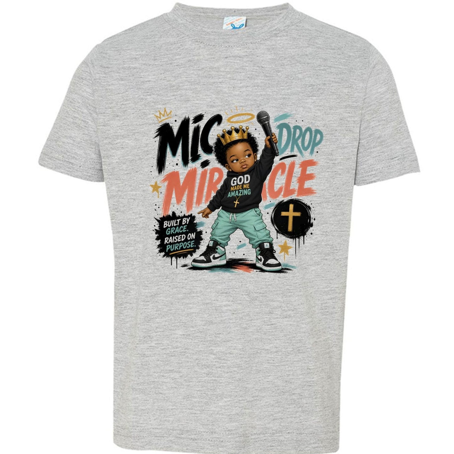 Mic Drop Miracle Toddler Christian T-shirt - ClaimedbyGodDesigns