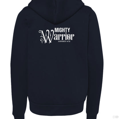 Mighty Warrior Youth Christian Fleece Full-Zip Hooded Sweatshirt - ClaimedbyGodDesigns