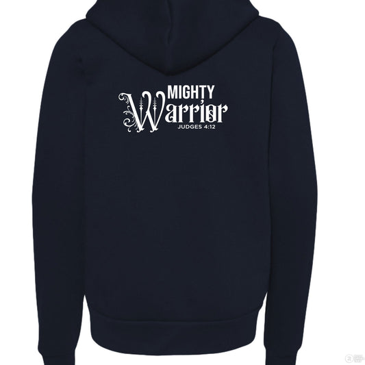 Mighty Warrior Youth Christian Fleece Full-Zip Hooded Sweatshirt - ClaimedbyGodDesigns