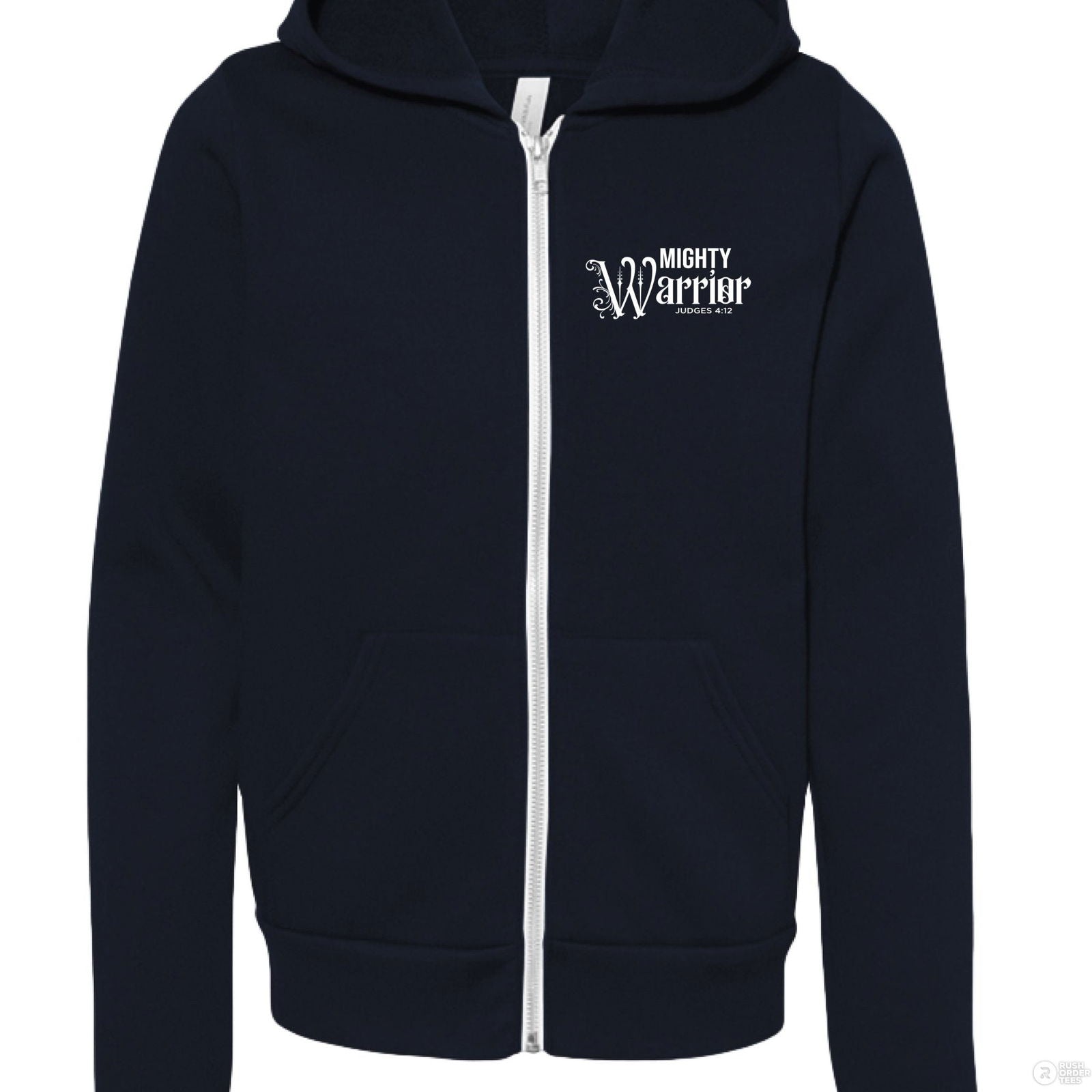 Mighty Warrior Youth Christian Fleece Full-Zip Hooded Sweatshirt - ClaimedbyGodDesigns