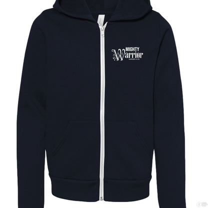 Mighty Warrior Youth Christian Fleece Full-Zip Hooded Sweatshirt - ClaimedbyGodDesigns