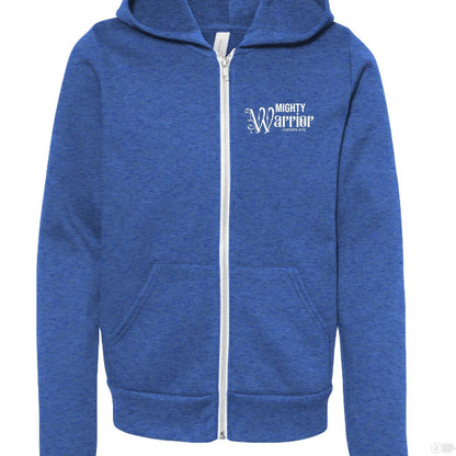 Mighty Warrior Youth Christian Fleece Full-Zip Hooded Sweatshirt - ClaimedbyGodDesigns