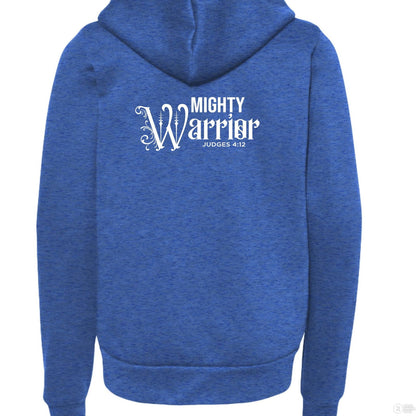 Mighty Warrior Youth Christian Fleece Full-Zip Hooded Sweatshirt - ClaimedbyGodDesigns