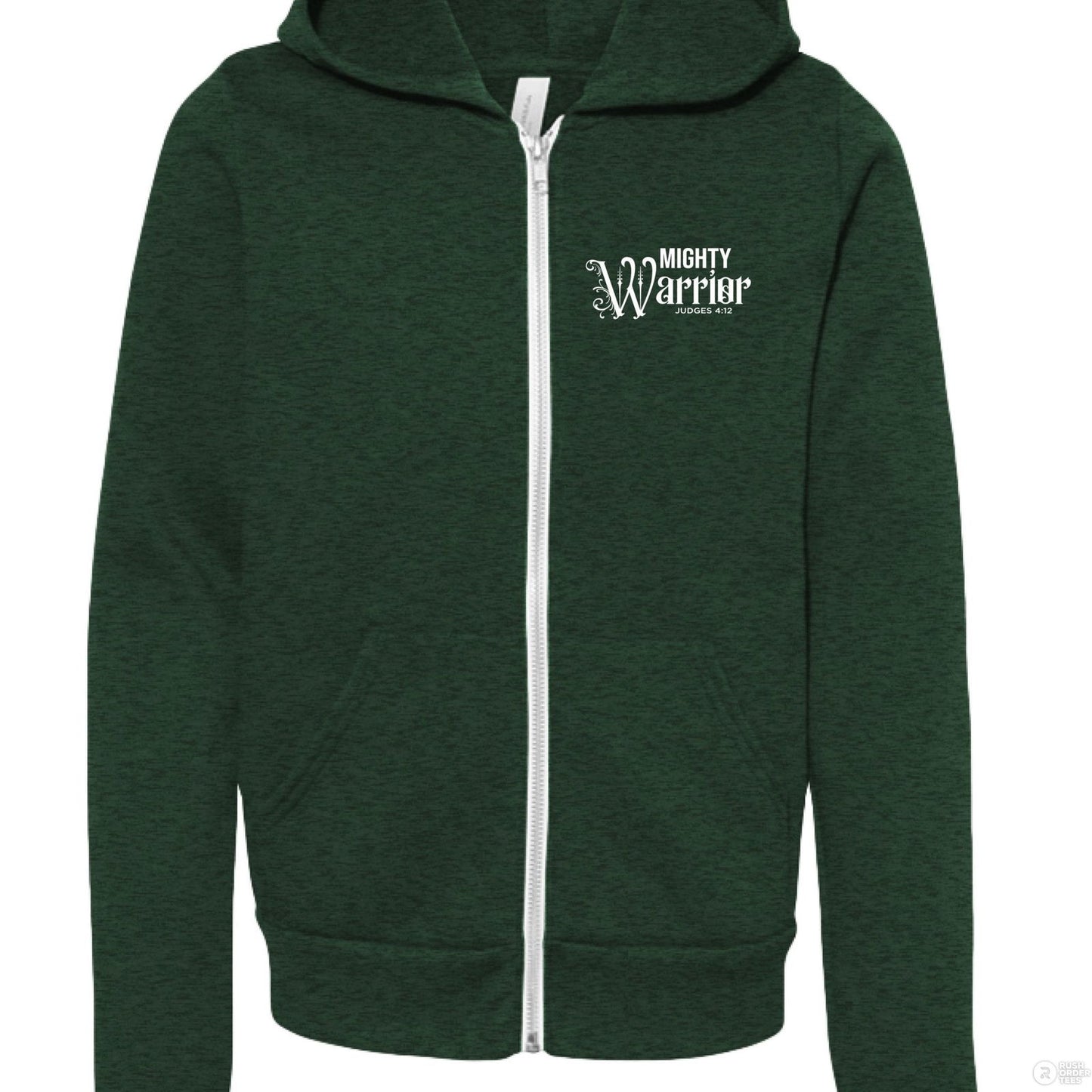 Mighty Warrior Youth Christian Fleece Full-Zip Hooded Sweatshirt - ClaimedbyGodDesigns