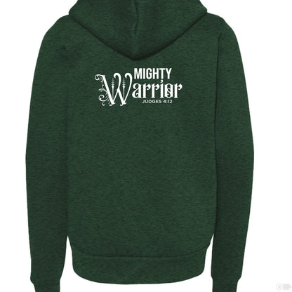 Mighty Warrior Youth Christian Fleece Full-Zip Hooded Sweatshirt - ClaimedbyGodDesigns