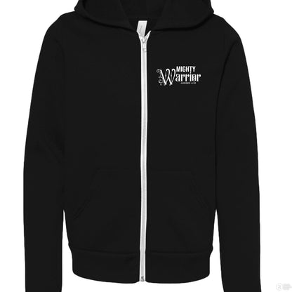 Mighty Warrior Youth Christian Fleece Full-Zip Hooded Sweatshirt - ClaimedbyGodDesigns