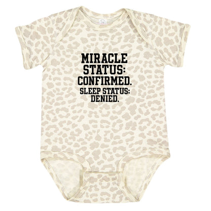 Miracle Status Confirmed Sleep Status Denied Christian Baby Jumpsuit - ClaimedbyGodDesigns