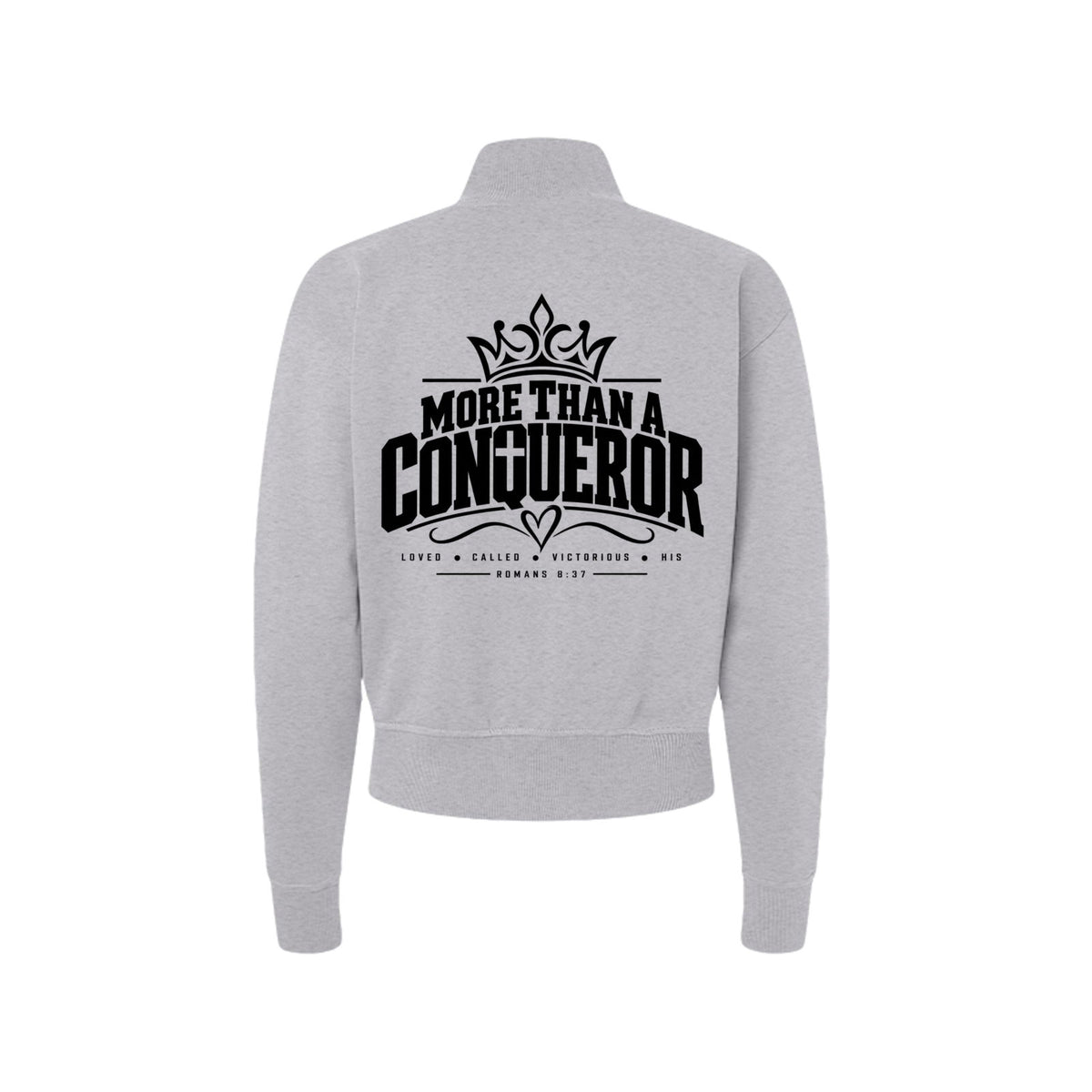 More Than a Conqueror Women's Christian Zip Jacket | Romans 8:37 - Claimed by God Designs