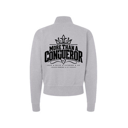 More Than a Conqueror Women's Christian Zip Jacket | Romans 8:37 - Claimed by God Designs