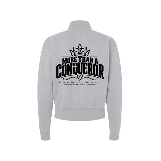 More Than a Conqueror Women's Christian Zip Jacket | Romans 8:37 - Claimed by God Designs