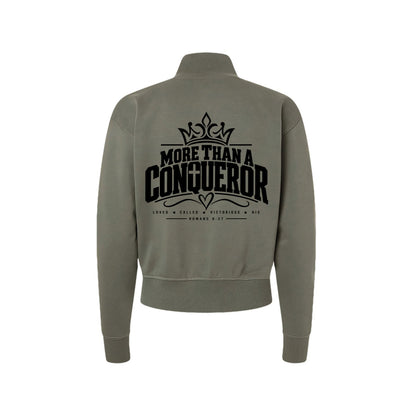 More Than a Conqueror Women's Christian Zip Jacket | Romans 8:37 - Claimed by God Designs