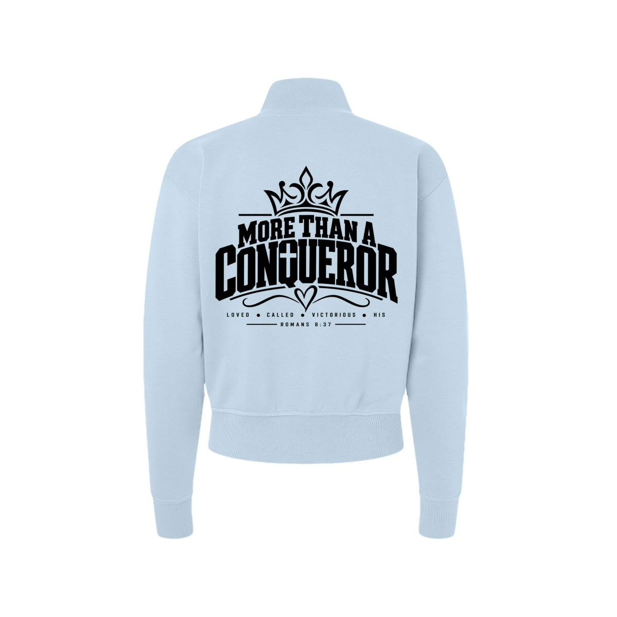 More Than a Conqueror Women's Christian Zip Jacket | Romans 8:37 - Claimed by God Designs