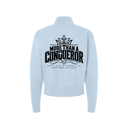More Than a Conqueror Women's Christian Zip Jacket | Romans 8:37 - Claimed by God Designs
