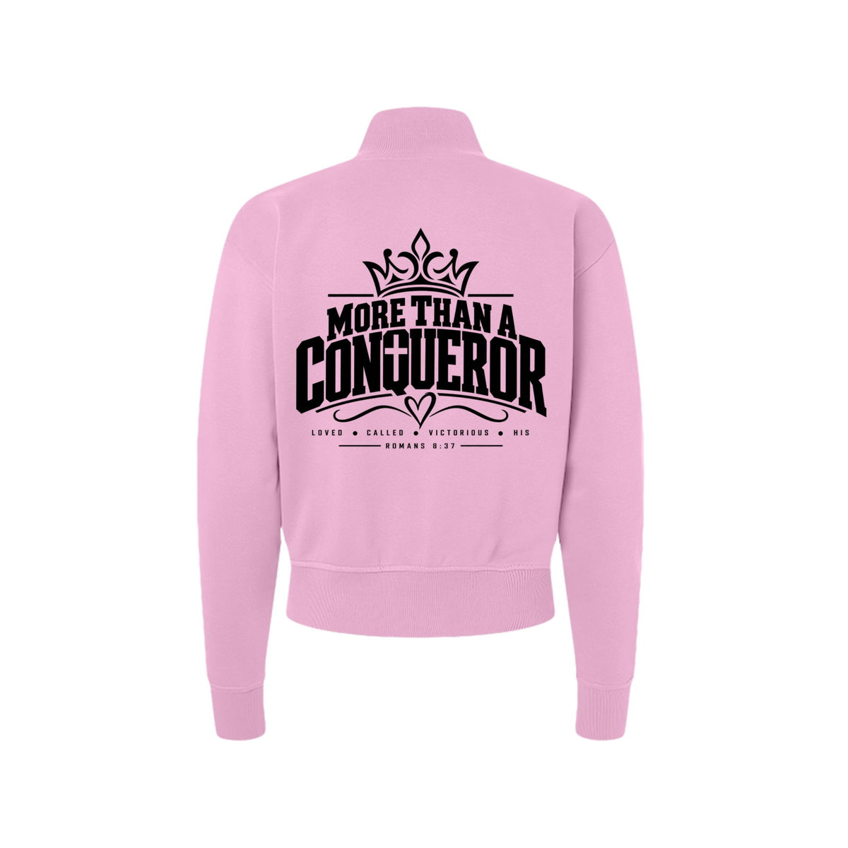 More Than a Conqueror Women's Christian Zip Jacket | Romans 8:37 - Claimed by God Designs