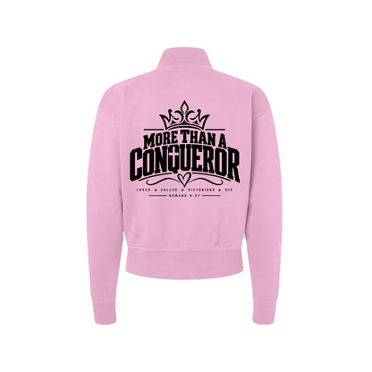 More Than a Conqueror Women's Christian Zip Jacket | Romans 8:37 - Claimed by God Designs