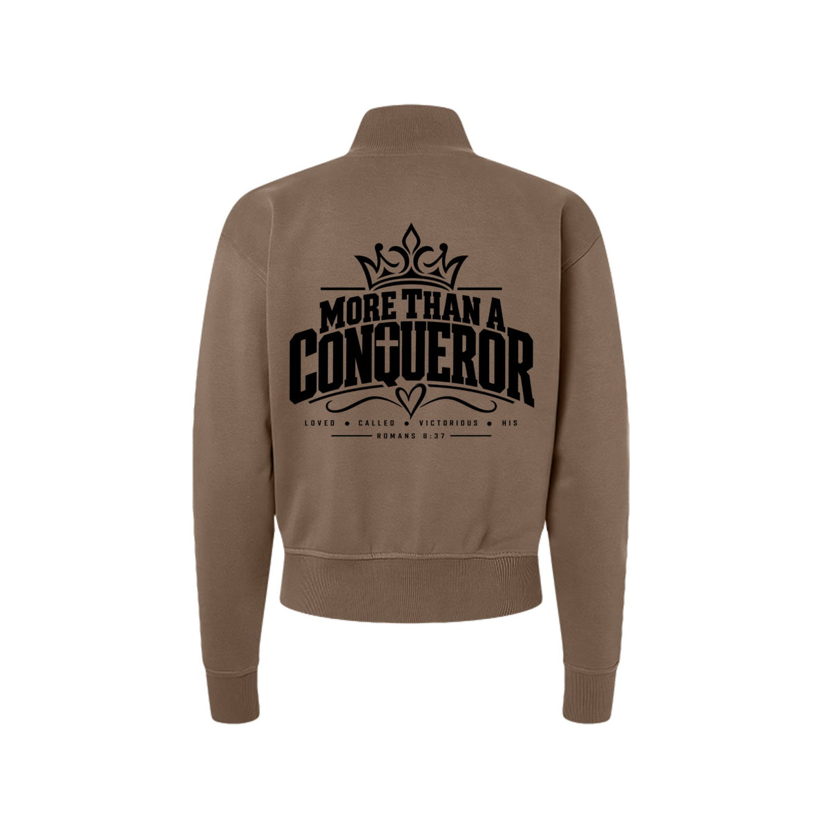 More Than a Conqueror Women's Christian Zip Jacket | Romans 8:37 - Claimed by God Designs