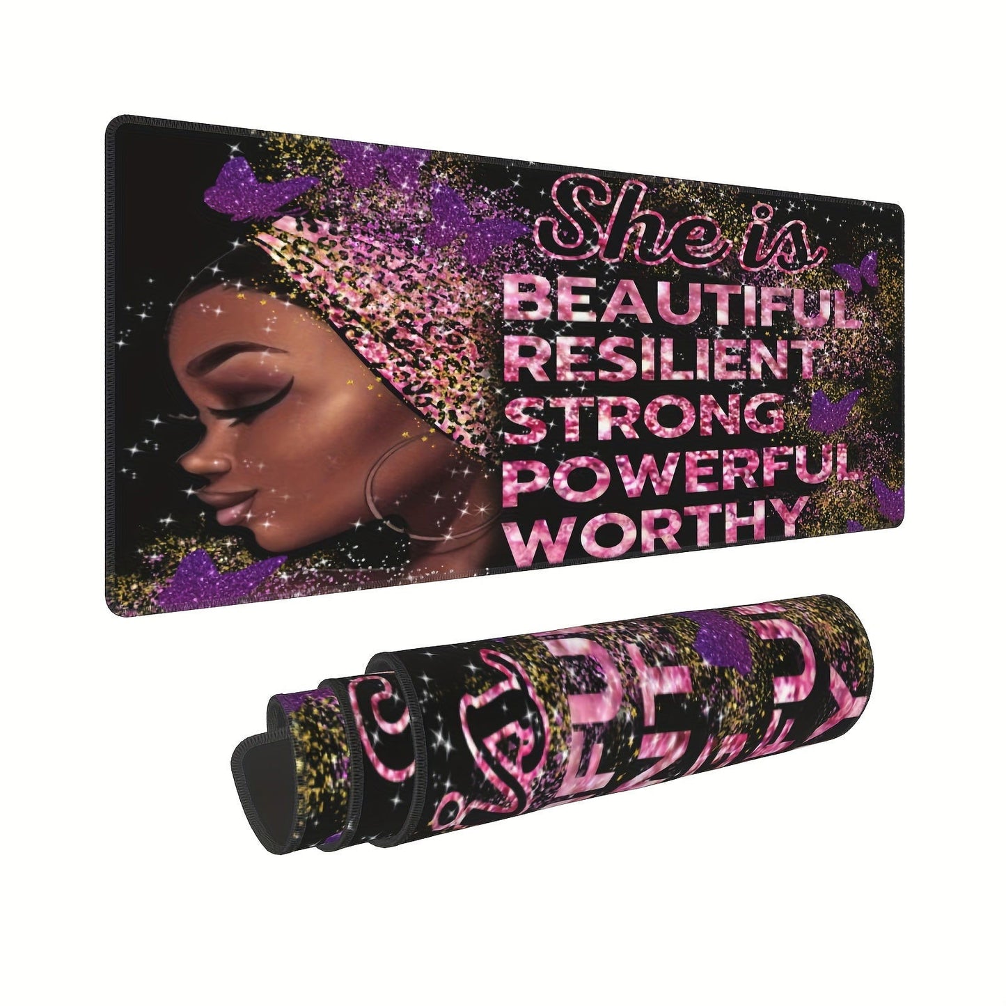 1pc She is beautiful resilient strong powerful worthy, Christian Computer Keyboard/Mouse Pad - ClaimedbyGodDesigns